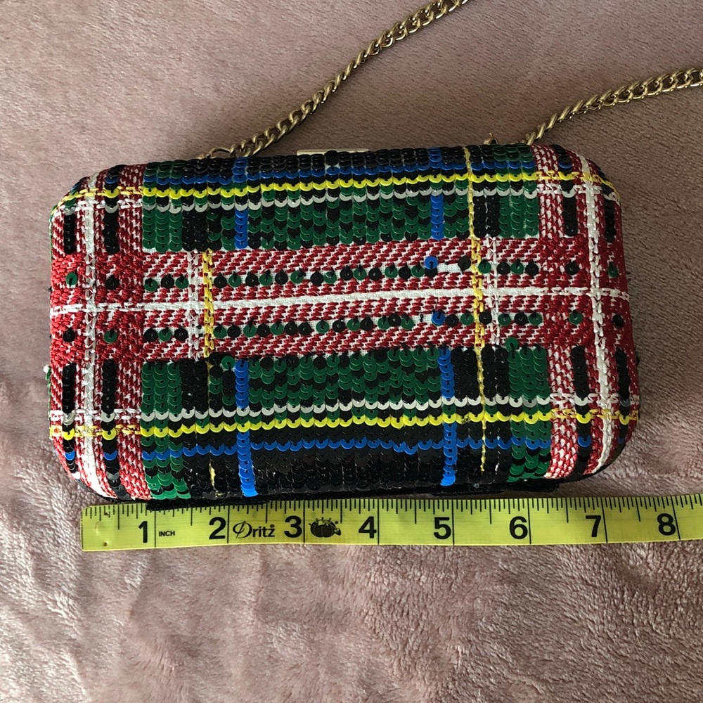 J.Crew Sequined Tartan Plaid Clutch - Picture 8 of 10